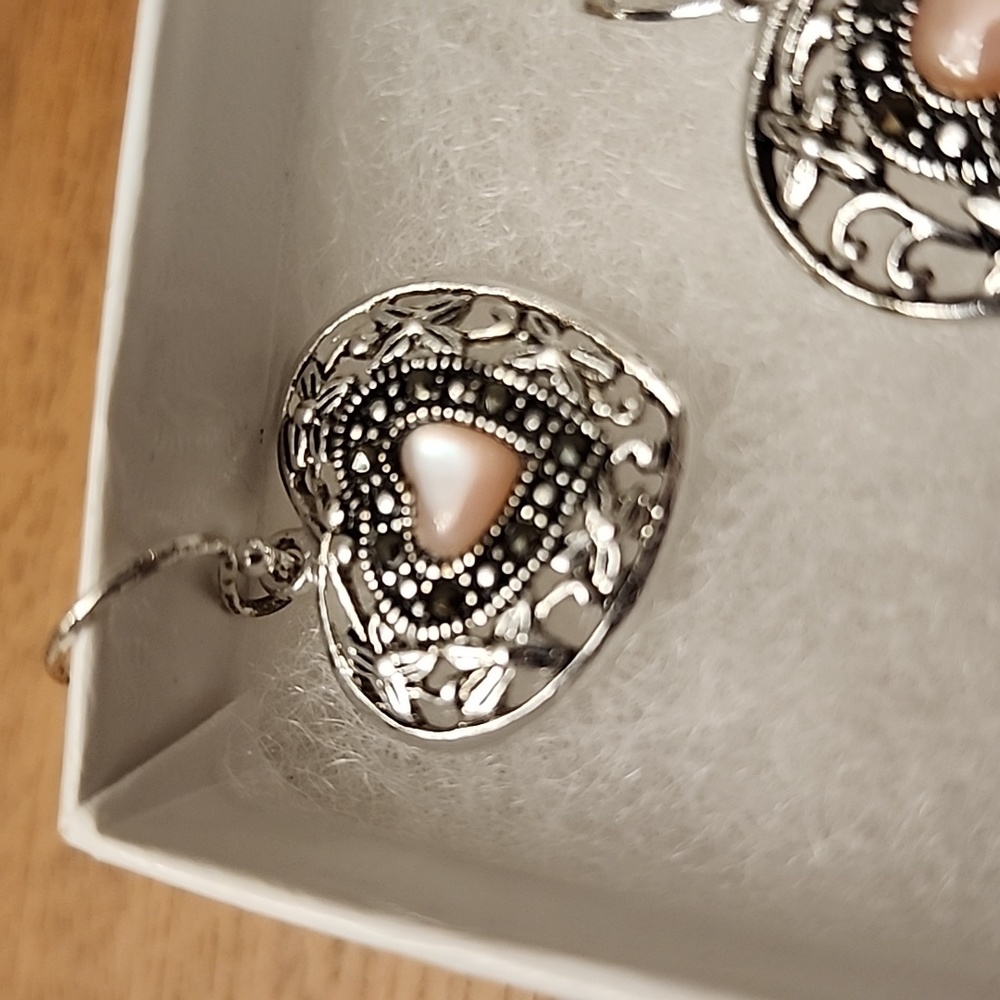 Silver heart pendant with earrings - Picture 4 of 10